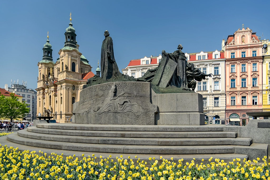 Old Town Square with its iconic Gothic and Baroque architecture in the heart of Prague.