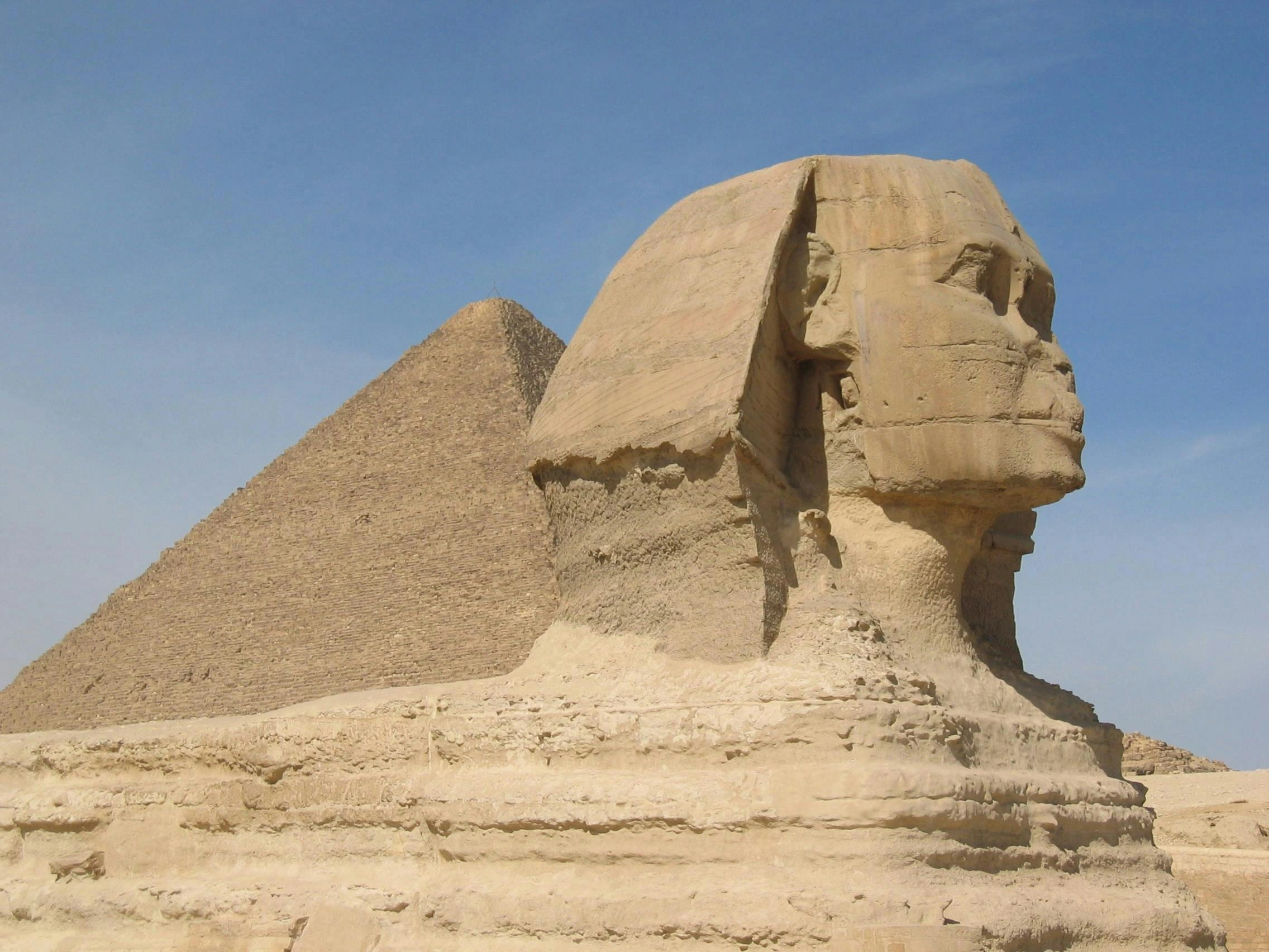 pyramids and statues